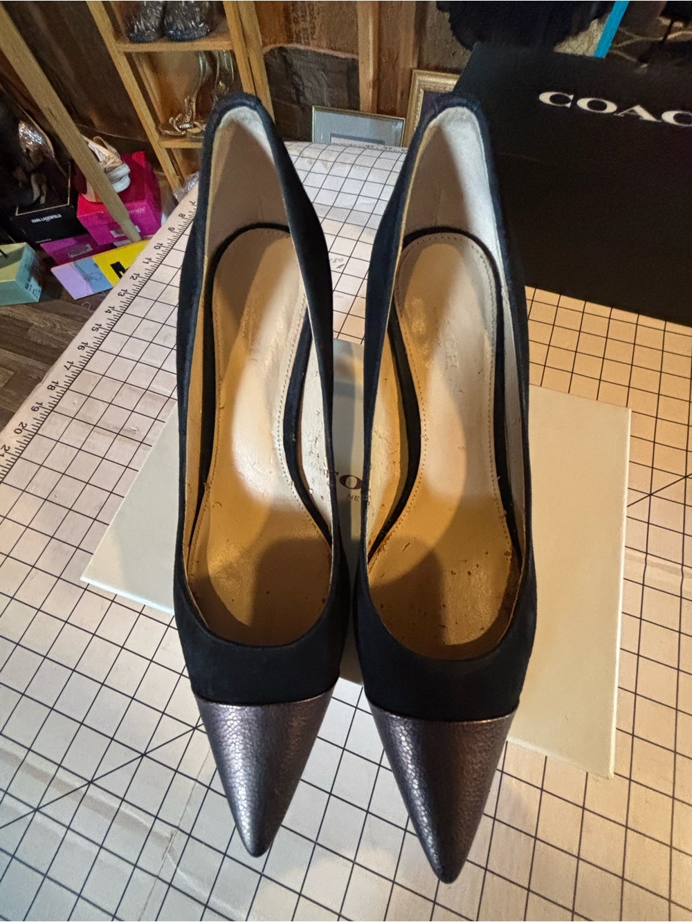 Coach Black Pumps with Metallic Pointed Toe